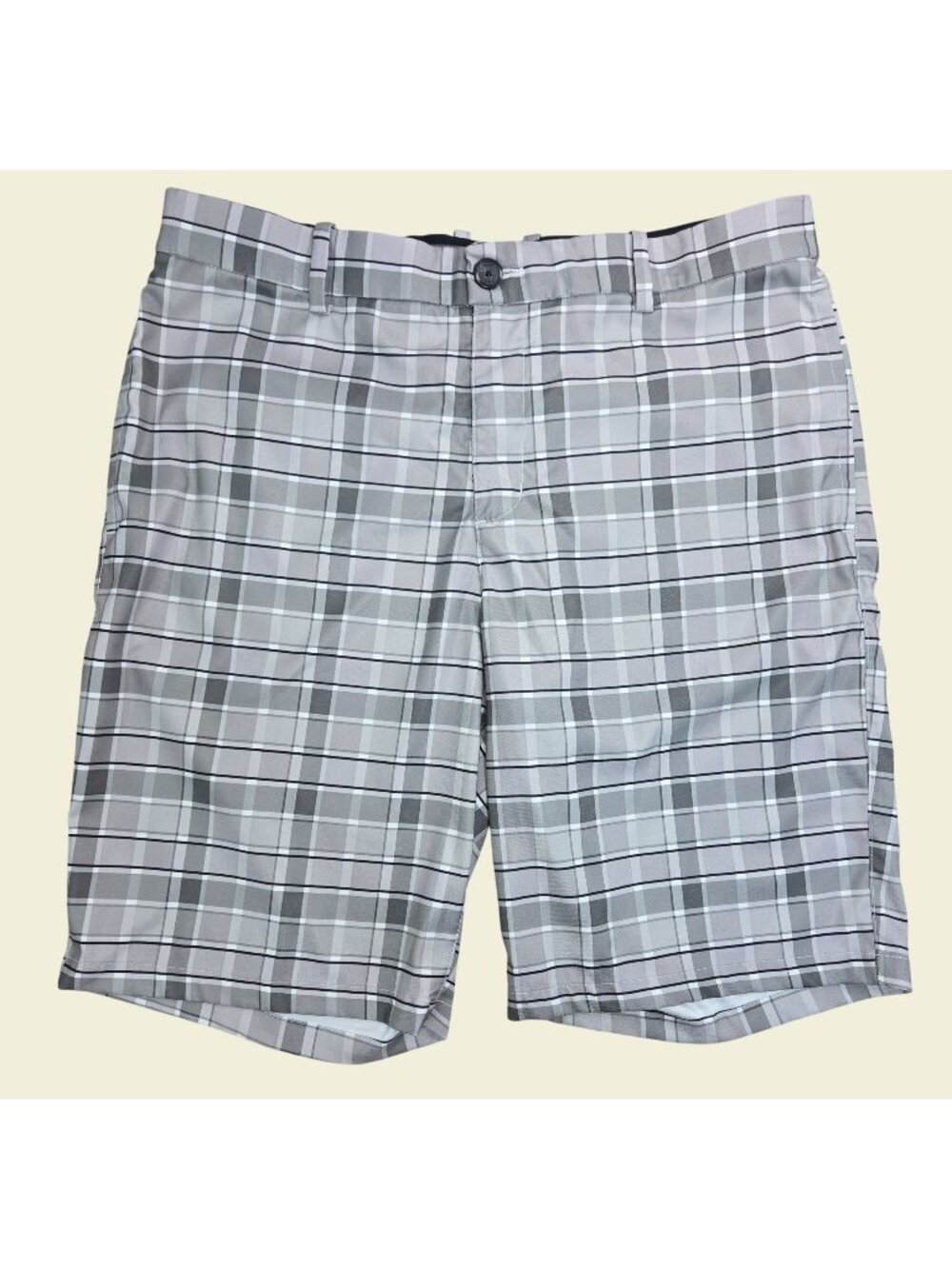 Nike Dri-Fit Mens Standard Fit Gray Plaid Shorts 34